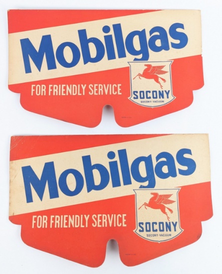2) Vintage SOCONY Mobilgas DS Cardboard Radiator Cover Advertising Signs