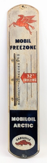 Early SST Gargoyle Mobiloil Mobil Freeze Thermometer Advertising Sign