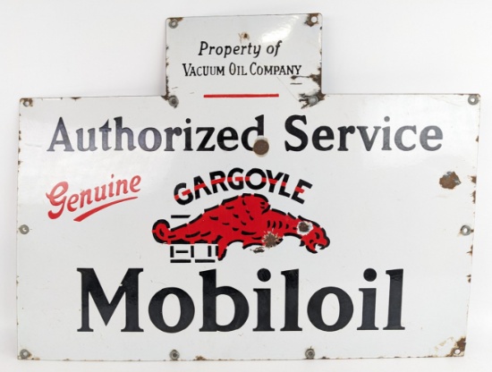Early SSP Gargoyle Mobiloil Authorized Service Oil Rack Advertising Sign