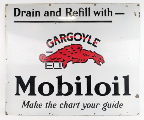 3ft Early SSP ÒRefill WithÓ Gargoyle Mobiloil Advertising Sign