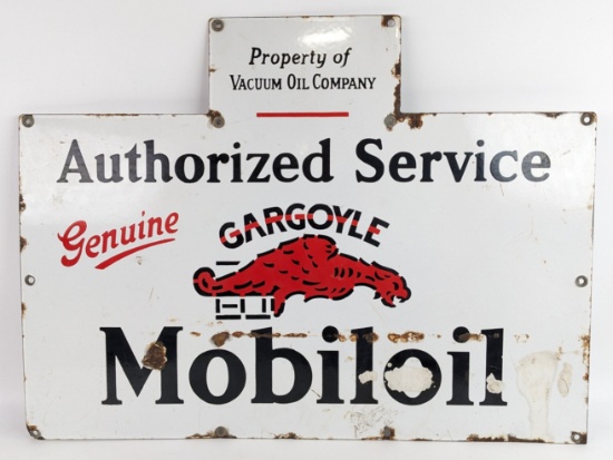 Early SSP Gargoyle Mobiloil Authorized Service Oil Rack Advertising Sign