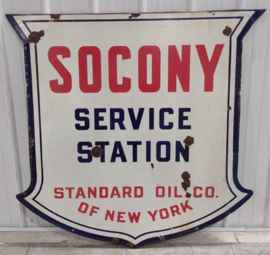 4ft Early DSP SOCONY Service Station Die-Cut Shield Sign