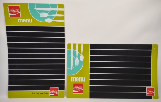 2) Vintage Coca-Cola Menu Board Advertising Signs
