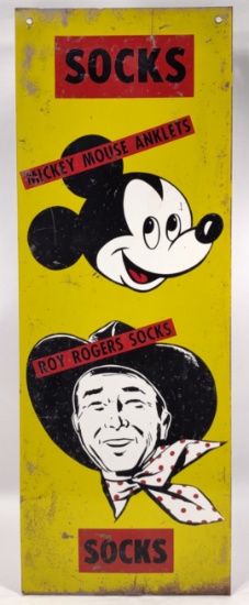 Vintage SST Mickey Mouse / Roy Rogers Socks Sign