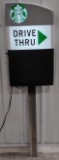 Starbucks Coffee Drive Thru Lighted Advertising Pole Sign