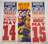 3) Vintage 3-1/2ft Hoxie Bros Circus Posters / Elephant Graphics