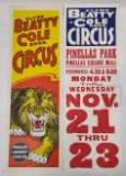 2) Vintage 3-1/2ft Beatty Cole Bros Circus Posters / Lion Graphic