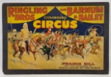 Early Ringling Bros PrairyBill Wild West Circus Show Poster