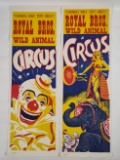 2) Vintage 3-1/2ft Royal Bros Wild Animal Circus Posters