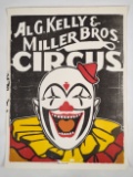 Vintage Al G. Kelly & Miller Bros Circus Poster / Clown Graphic