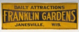 Vintage SST Franklin Gardens Amusement Park Janesville Wisconsin Sign