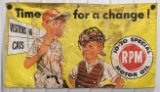 5ft Vintage RPM Motor Oil Baseball Pitching Change Canvas Banner