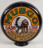 Contemporary Musgo Gasoline Gas Pump Globe w/Glass Lenses
