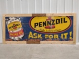 7ft Vintage Illiana Speedway Pennzoil Racing Oil SSW Track Wall Sign