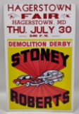 Vintage Stoney Roberts Demolition Derby Hagerstown Fair Cardboard Sign