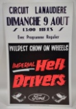 Vintage French Ford Imperial Hell Drivers Demolition Derby Cardboard Advertising Sign