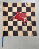 Large Vintage Mobil Oil Cloth Checkered  Racing Flag