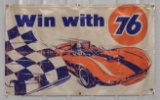 Vintage Union 76 Auto Racing Canvas Advertising Banner