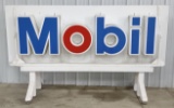 Over 8ft Mobil Gas Station Lighted Sign w/ Custom Rolling Base
