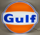 Gulf Service Station Embossed Lighted Custom Sign