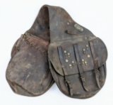 Antique US Cavalry Leather Saddle Bags With  Custom Studs