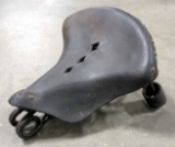 Antique Troxel Mfg. Co. Leather Motorcycle / Bicycle Seat w/ Springs & Mount