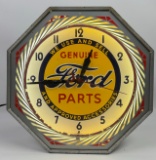 Vintage Genuine Ford Parts Neon Advertising Clock By NPI