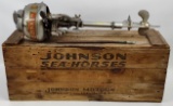 Vintage Johnson Sea-Horse Outboard Boat Motor In Original Wooden Crate