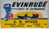 Vintage SST Evinrude Outboard Boat Motors Embossed Dealer Sign