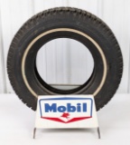 Vintage Mobil Service Station Tire Display Rack w/ NOS Mobil Tire