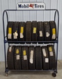 Vintage Mobil Service Station Tire Display Rack Full Of NOS Tires