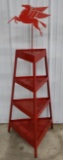 Custom Mobil Oil Oil Can Display Shelf / Rack w/ 2 SSP Die-Cut Signs