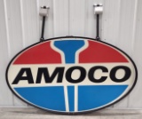 6ft Vintage AMOCO Gas Station 2-Sided Fiberglass Sign w/ Custom Ring