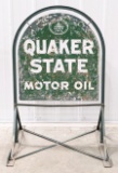 Vintage DST Quaker State Motor Oil Tombstone Curb Sign