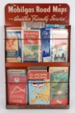 Vintage SST Mobilgas Road Maps Service Station Display Rack w/ Maps