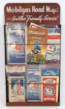 Vintage SST Mobilgas Road Maps Service Station Display Rack w/ Maps