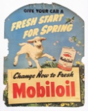 Vintage Gargoyle Mobiloil Spring Cardboard Advertising Sign 44 x 33