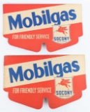 2) Vintage SOCONY Mobilgas DS Cardboard Radiator Cover Advertising Signs