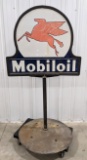 Vintage DSP Mobiloil Keyhole Lollipop Advertising Curb Sign w/ SOCONY Base