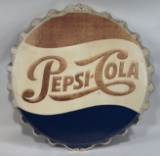 3ft Vintage SST Pepsi-Cola Embossed Bottle Cap Sign