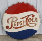3ft Vintage SST Pepsi-Cola Embossed Bottle Cap Sign