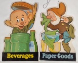 2) Vintage Disney Snow White Store Display Isle Marker Signs / Dwarves