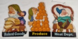 3) Vintage Disney Snow White Store Display Isle Marker Signs / Dwarves