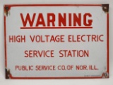 Vintage SSP High Voltage Service Station Sign By Veribrite