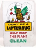 Vintage SST Don't Be A Litter Plug Factory / Industrial Plant Sign