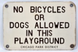 Vintage SSP Chicago Park District No Bicycles Sign