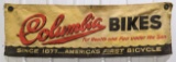 Vintage Columbia Bikes Dealer Canvas Advertising Banner
