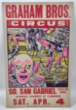 Vintage Graham Bros Circus Cardboard Advertising Sign/ Poster