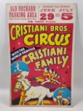 Vintage Cristiani Bros. Circus Cardboard Sign / Poster