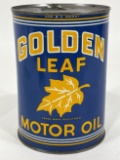 Vintage Golden Leaf 1 Quart Metal Oil Can